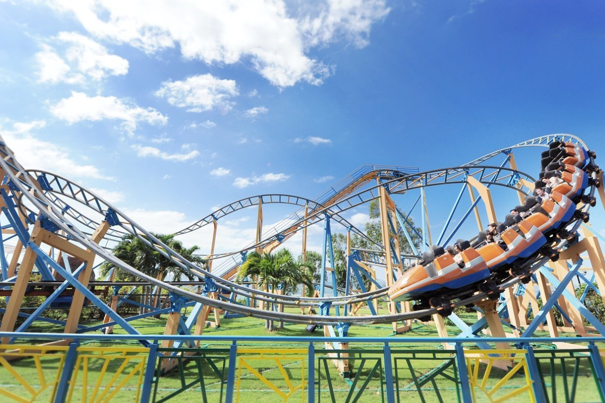 VinWonders Nha Trang theme park with rides and green landscape